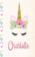 Charlotte: Personalized Unicorn Journal For Girls - 8.5x11 110 Pages Notebook/Diary With Pink Name