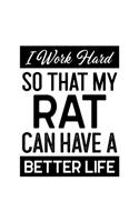 I Work Hard So That My Rat Can Have a Better Life: Rat Gift for People Who Love Their Pet Rat - Funny Saying with Black and White Distressed Cover Design - Blank Lined Journal or Notebook