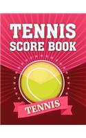 Tennis Score Book: Game Record Keeper for Singles or Doubles Play Ball on Red Design