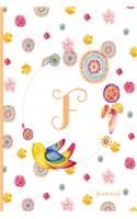 F Journal: Cute Initial Monogram Letter F Journal, Pretty Personalized Diary for Women, Teens and Girls