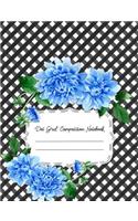 Dot Grid Composition Notebook: Dahlias Black Gingham Cover 100 Pages(5 Dahlias Black Gingham Cover 100 Pages)