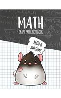 Math Graph Paper Notebook: Blank Graph Note Book Pages - Cute Rat Black Chalkboard(85 4x4 Graph Composition Notebook for Kids)