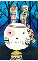 Journal Notebook Tribal Rabbit In Night Forest: Lined and Numbered Pages With Index Blank Journal For Journaling, Writing, Planning and Doodling.(47 Lined Journal Notebook)