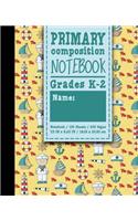 Primary Composition Notebook: Grades K-2: Primary Composition Early Writing Books, Primary Composition Workbook, 100 Sheets, 200 Pages, Cute Navy Cover