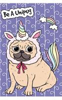 Bullet Journal Notebook for Dog Lovers Unicorn Pug - Mauve: 112 Page Numbered Dot Grid Bullet Journal with Index Pages and Key Pages in Portable 6 X 9 Size