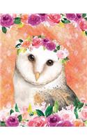 My Big Fat Bullet Journal for Bird Lovers Owl in Flowers: Jumbo Sized Dot Style Bullet Journal Notebook - 300 Plus Numbered Pages with 300 Dot Grid Pages, 6 Index Pages and 2 Key Pages in Large 8.5 X 11 Siz