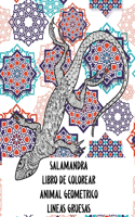 Libro de colorear - Líneas gruesas - Animal geométrico - Salamandra