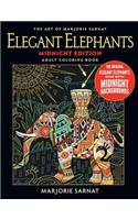 The Art of Marjorie Sarnat: Elegant Elephants Midnight Edition Adult Coloring Bo