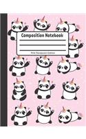 Composition Notebook: Pink Pandacorn Edition: Single Subject, School Writing Journal, Blank Lined Book