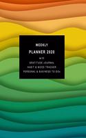 Weekly Planner 2020 with Gratitude Journal, Habit & Mood Tracker, Personal & Business TO-DOs: Personal and Business Organizer in One to Achieve Work-Life Balance Life / GREEN ABSTRACT COVER DESIGN