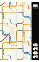 2025: Subway Underground Metro Map Weekly Calendar Planner Organizer