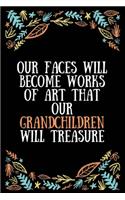 Our faces will become works of art that our grandchildren will treasure: Lined Writing Notebook, Great Grandma Gifts, Journal for Expecting Grandmothers - 100 Pages Size 6 x 9