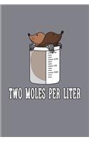 Two Moles Per Liter: Funny Chemistry Pun Undated Planner - Weekly & Monthly No Year Pocket Calendar - Medium 6x9 Softcover - For Teachers & Students Fans