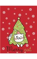 Merry Cat: 110 Pages, Perfect for taking Notes, Journaling, Gift for Christmas 8.5x11 Inches