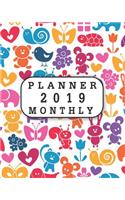 2019 Planner Monthly: 12 Month January 2019 to December 2019 for to Do List Calendar Schedule Organizer and Soclal Media Passwords and Journal Notebook with Inspirational(3 Cute Animal)