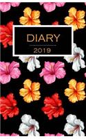 Diary 2019: Hibiscus Flowers Floral Diary/Journal With 150 Blank Pages To Write Or Draw In