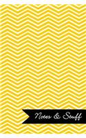 Notes & Stuff Lined Notebook With Sunflower Yellow Chevron Pattern Cover