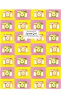 Graph Paper Notebook 8.5 X 11: Math Notebook, Pink and Yellow Square Grid Journal, Retro 90's Spraypaint