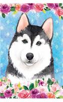 Journal Notebook For Dog Lovers Husky In Flowers 4