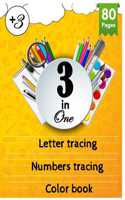 3 in on Letter Tracing and numbers Tracing coloring book: Tracing Letters and Numbers coloring book (80 pages) Kids Ages 3-5 Animal Letter and includes animal drawings for coloring