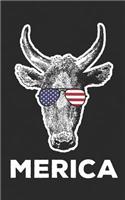 Merica: Vintage Memorial Day Cow Gift Patriotic USA Flag Farmer Notebook - Country Farming & Nation Pride! Funny Journal Notebook & Planner Gift!