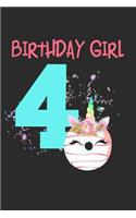 Birthday Girl 4: Girls Birthday Donut Journal Blank Lined Diary