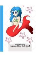 Anime Mermaid - Composition Notebook: CUTE College Ruled 8.5 x 11in 100 page lined Notebook for girls, boys, students, moms, teachers for home or school, blue, red, green