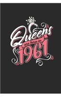 Queens Are Born In 1961: Dotted Bullet Journal (6 X 9 -120 Pages) for Birthday Gift Idea for Women