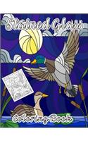 Stained Glass Coloring Book with designs of flowers, animals and landscapes
