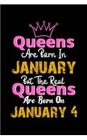 Queens Are Born In January Real Queens Are Born In January 4 Notebook Birthday Funny Gift: Lined Notebook / Journal Gift, 120 Pages, 6x9, Soft Cover, Matte Finish