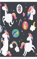 Colorful unicorn with sweets notebook