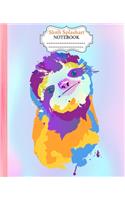 Sloth Splashart Notebook: : Colorful Sloth Splash Art Notebook Wide Ruled 7.5 x 9.25 in, 100 pages book, glossy cover for young artist, student, boys, girls, teacher and slot