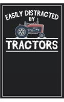 Easily Distracted by Tractors: Dot Grid Notebook Journal, 120 Pages, Size 6x9 inches, White blank Paper