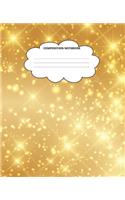 Gold Composition Notebook: Blank Lined Cute Notebooks for Girls Teens Kids School Writing Notes Journal (7.5 x 9.25 in)
