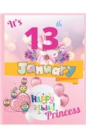 It's 13th January Happy Birthday Princess Notebook Journal