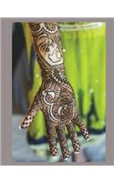 Tattoo Sketchbook (4): Mehndi Hands Tattoo; Wide Ruled Book: 7.44 x 9.69, 150 pages; Lined Notebook, Composition Book/Journal