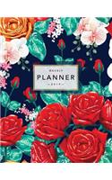 Weekly Planner 2019: Floral Planner - 2019 Organizer with Bonus Dotted Grid Pages, Inspirational Quotes + To-Do Lists - Beautiful Red Roses Navy(1 2019 Planner)
