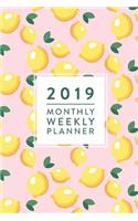 2019 - Monthly Weekly Planner: Pink Lemons, January 2019 - December 2019, 6" x 9"(2019 12-Month Daily Weekly Monthly Planner, Organizer, Agend)
