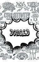 Donald: Personalized Doodle Journal, Notebook Diary Features 120 Pages of Lined Paper Featuring 120 Pages 6x9