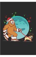 Christmas Bigfoot Walking His Pug