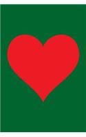 100 Page Blank Notebook - Red Heart on Green