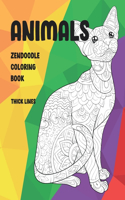 Zendoodle Coloring Book - Animals - Thick Lines