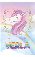 Verla: Verla Unicorn Notebook Rainbow Journal 6x9 Personalized Customized Gift For Someones Surname Or First Name is Verla