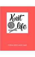 Knit Life: Knitting Pattern 4:5 Graph Paper Journal. Blank Knitting Book for Designs & Patterns for Knitting Lovers. Red Design