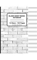 Blank Sheet Music Notebook - Gray Brick Wall