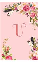 Monogram Initial Letter U Notebook for Women and Girls