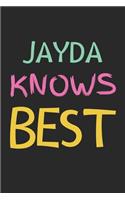 Jayda Knows Best: Lined Journal, 120 Pages, 6 x 9, Jayda Personalized Name Notebook Gift Idea, Black Matte Finish (Jayda Knows Best Journal)