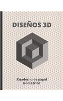 Diseños 3D: Cuaderno de Papel Isométrico Para Realizar Diseños En Arquitectura, Ingenieria, Paisajismo, Modelos En Impresora 3D O Escultura - Plantillas de Triá