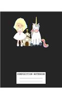 Composition Notebook: Funny Unicorn Soft Glossy Cover Unicorns Kids Wide Ruled Blank Lined Journal Paper 7.5 x 9.25 Inches 110 Pages