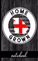 Home Grown - Notebook: Georgia Native Quote With GA State & American Flags & Rustic Wood Graphic Cover Design - Show Pride In State And Country Notebook - Share You Are Pr